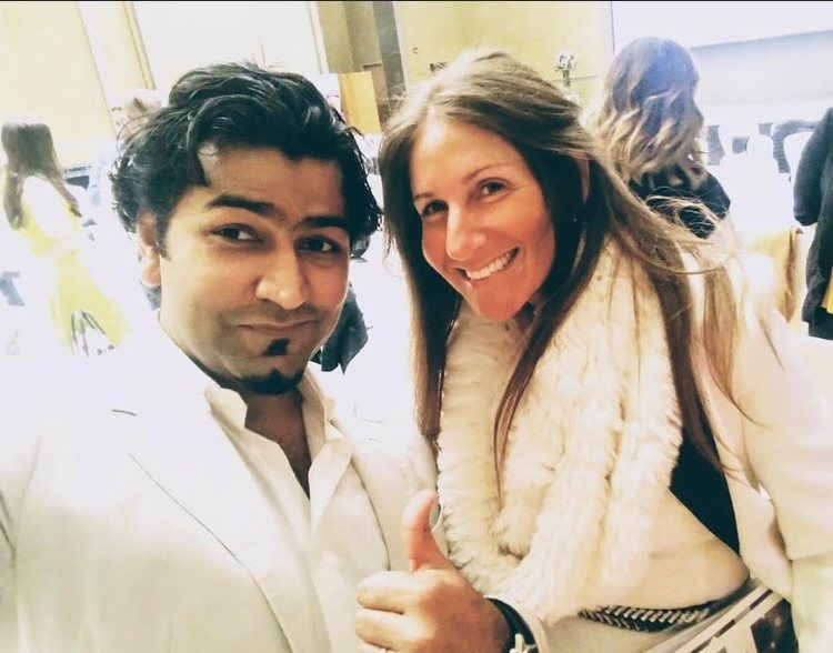 Korie Minkus with a founder in Amsterdam