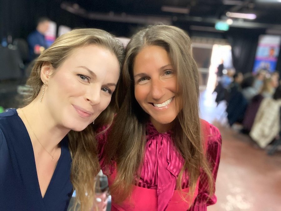 Korie Minkus with a founder in Tel Aviv